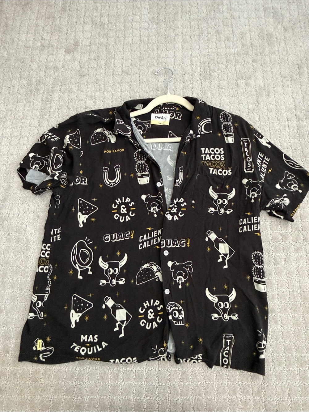 Duvin Black Short-Sleeve Button-Down Shirt